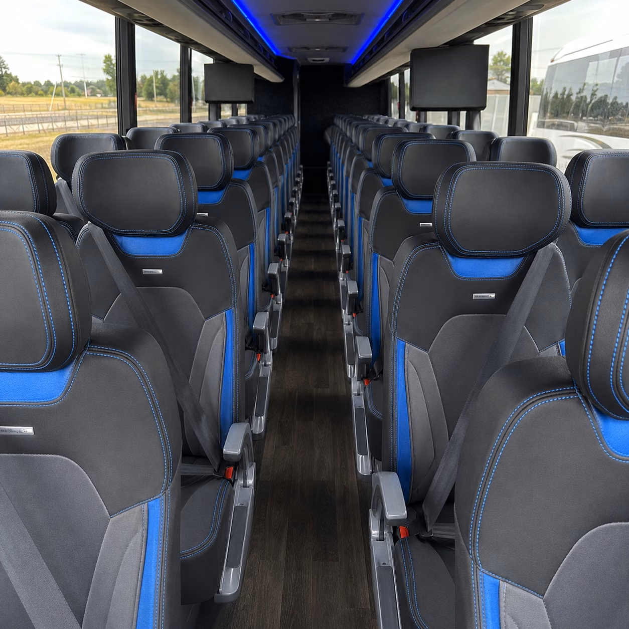 56 passenger charter bus inside